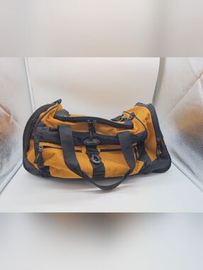 Olympia Sport Plug Heavy Duty Men’s Yellow Canvas Duffel Bag  Black  20x11x10